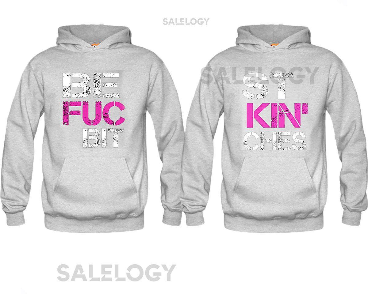 Best Friends Couple Hoodie BFB Sweatshirt GRAY Hoodie Best Fucking Bitches Shirt Couple Hoodie BFF Hoodie Best Couple Friends Hoodies_11