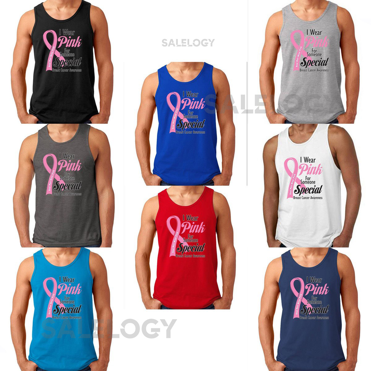 Real Men Wear PINK Man TANK TOP Support Breast Cancer Tee Tank Top Wear Pink Tank Top_866