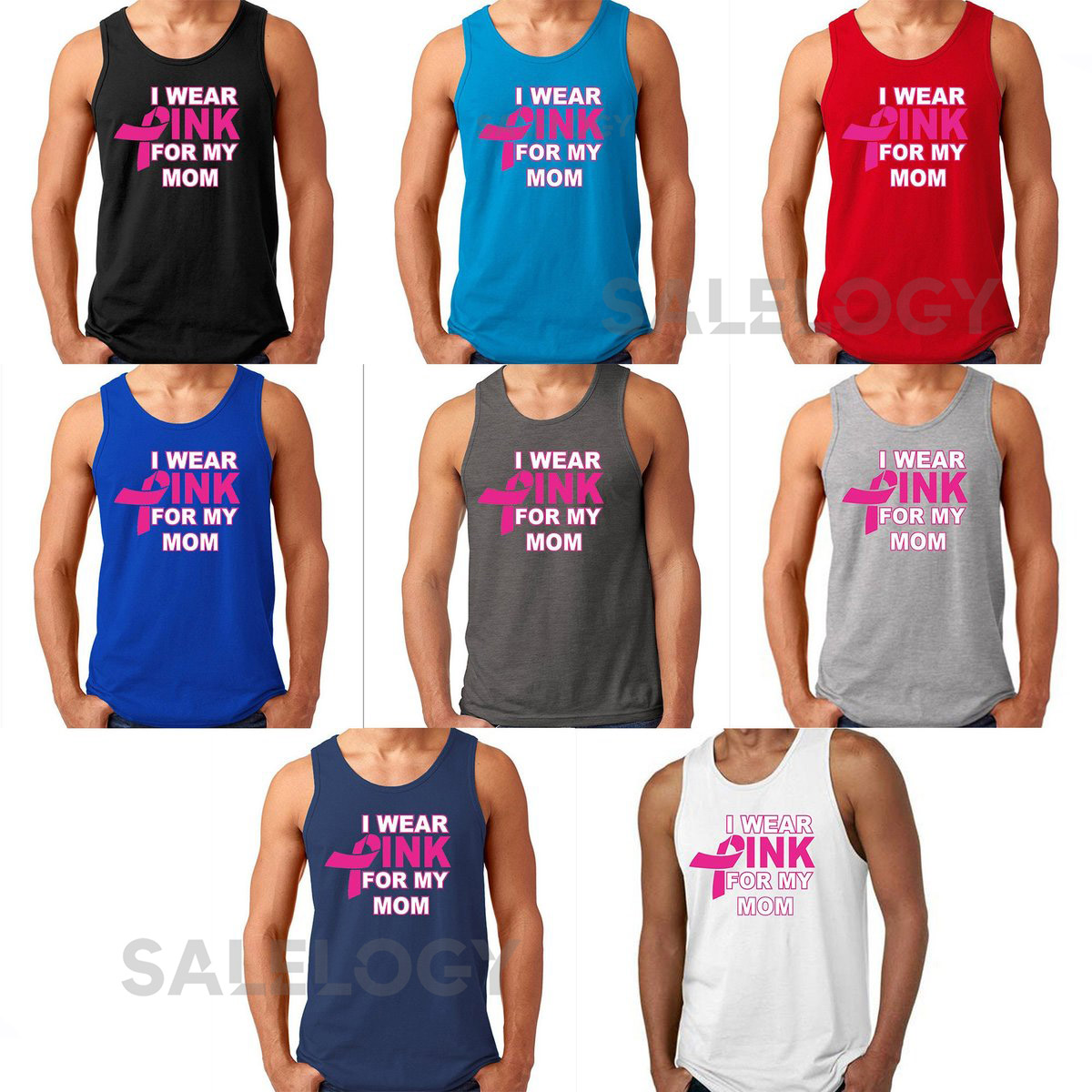I Wear Pink For My MOM Man TANK TOP Support Breast Cancer Mens Tee Tank Top_542