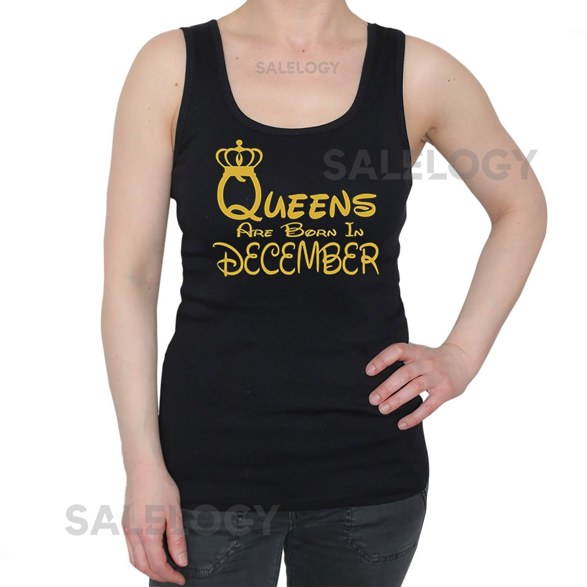 Queens Are Born In DECEMBER Women Tank Top Lady Best Birthday Tee Tank Top GOLD Logo Queen Tank Top_854