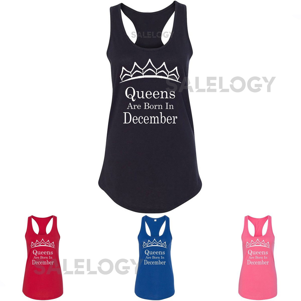 Tiara Queens Are Born In DECEMBER TANK Top Lady Best Birthday Tee Tank Top WHITE Logo Queen Tank Top_1112