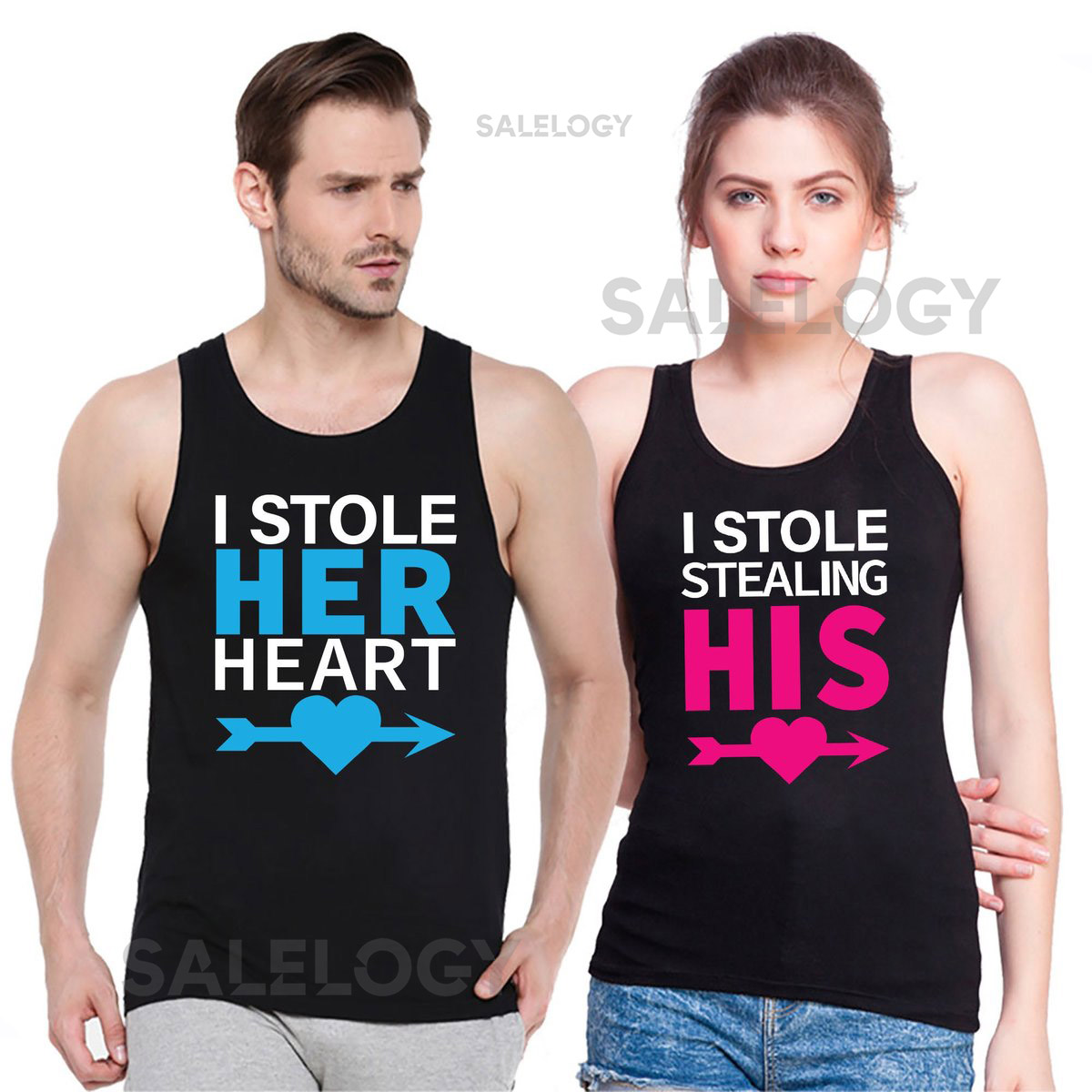 I Stole Her Heart Unisex Adult Couple TANK TOP So I'M Stealing His Heart Couple Tank Top Matching Couple Tee Tank Tops_537