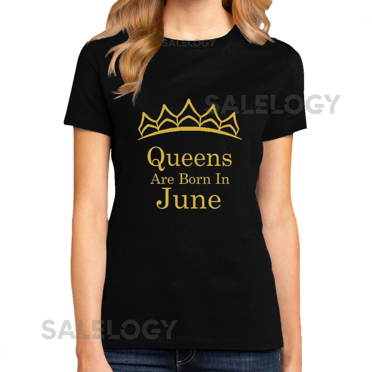 Tiara Queens Are Born In JUNE TSHIRT Lady Short Sleeve Tee Shirt Best Birthday Tshirt GOLD Logo Queen Tshirt_1126