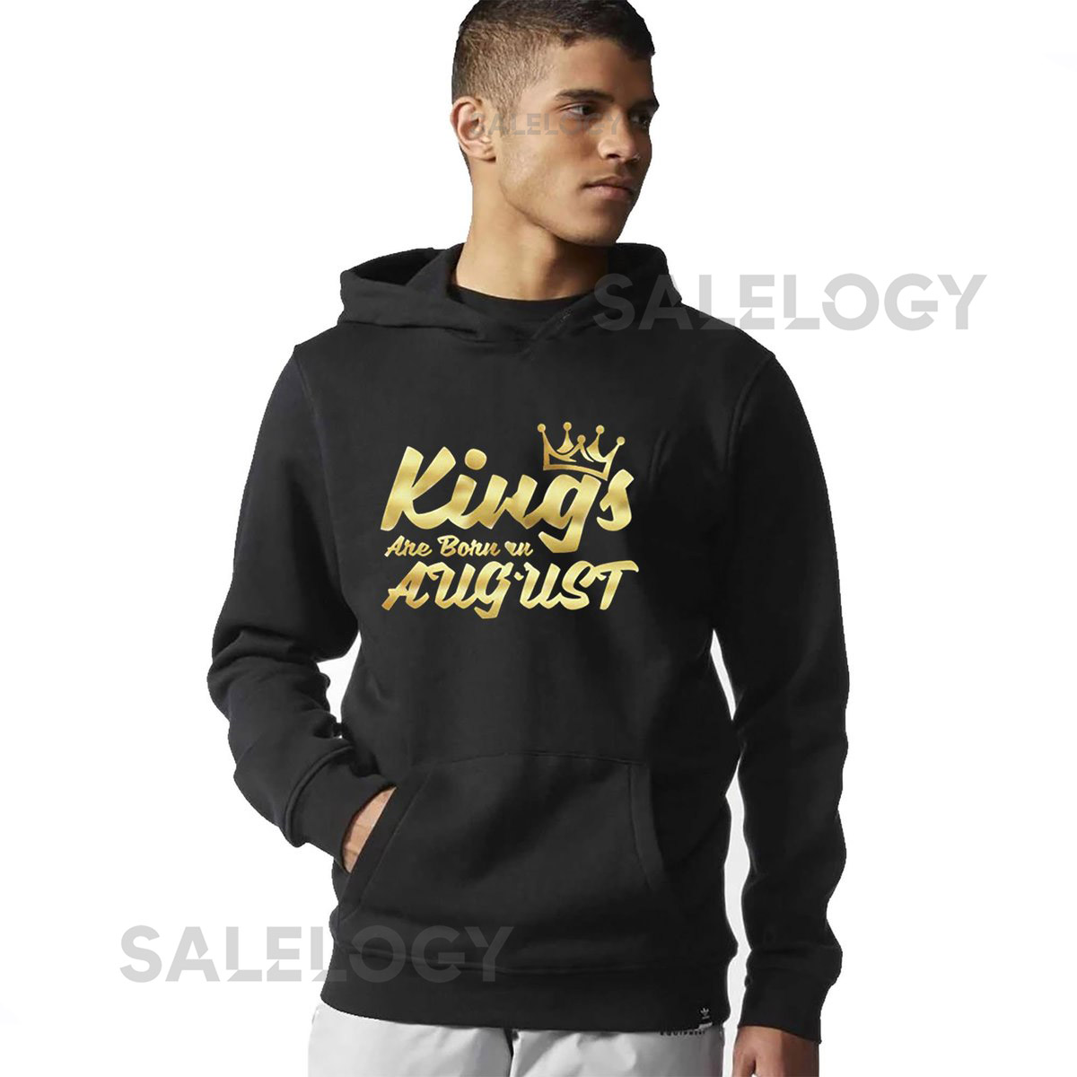 KINGS Are Born In AUGUST Gold Logo HOODIE Birthday Anniversary Happy Birthday Hoodie Sweatshirt_79