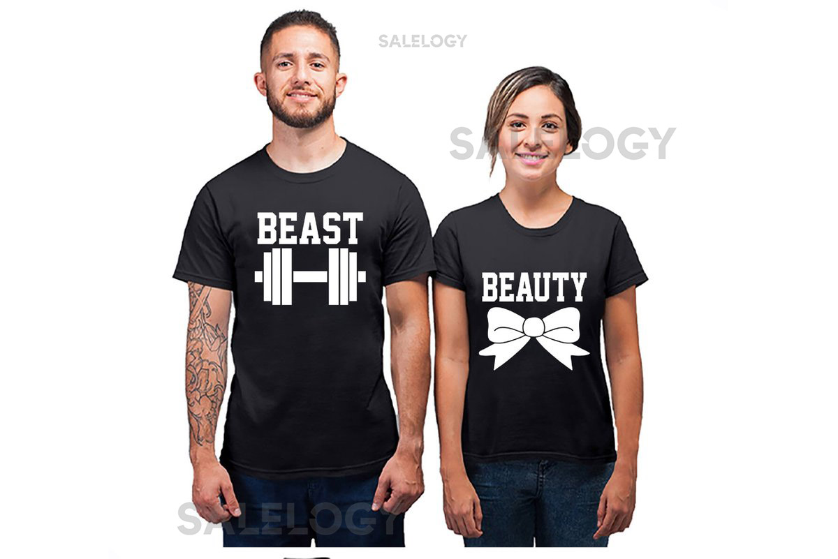 Beast Beauty Workout Training Like a Short Sleeve BEAST Look Like a BEAUTY Couple Matching T-SHIRT Couple Matching Tee Shirts_77