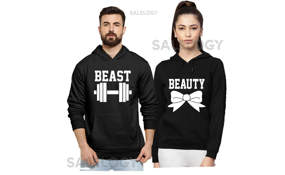 Beast Beauty Workout Couple Matching HOODIE His Hers Couple Valentines Day Love Couple Hooded Sweatshirt_9