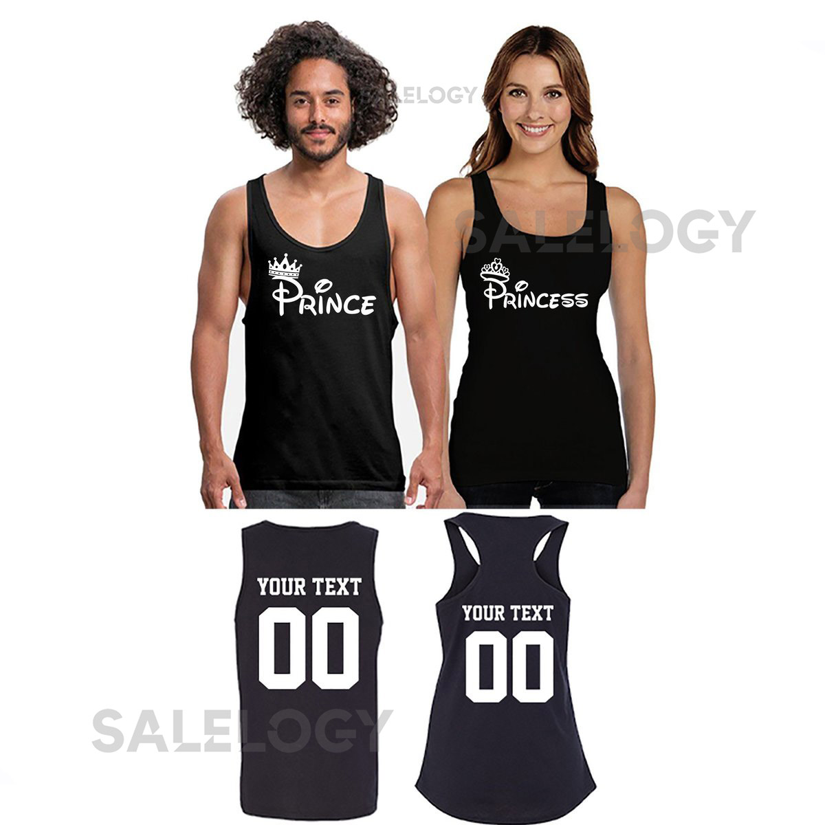 Fashion Prince Princess White Style Custom Matching TANK Top Broken Heart Love Couple Tee Shirt_301