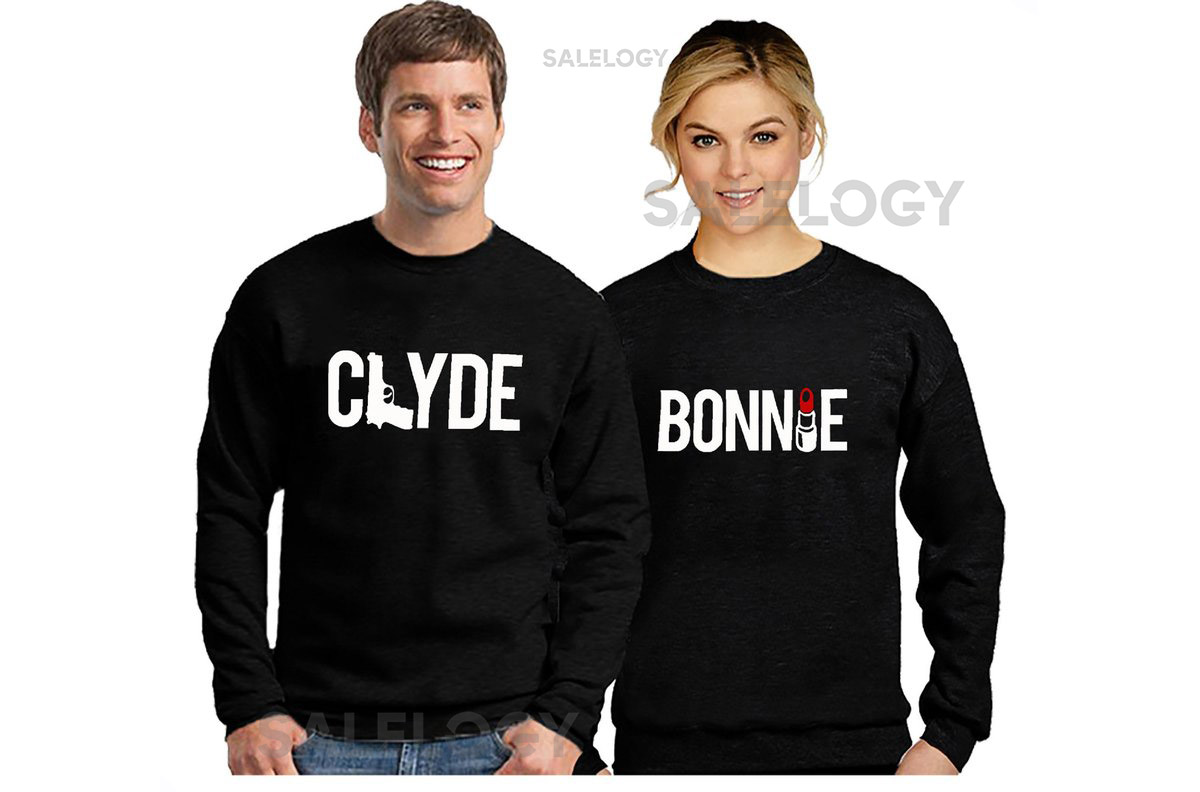 Clyde Bonnie Unisex Couple Matching Sweatshirt Long Sleeve Sweatshirt Crime Partner Clyde Bonnie Crew Gift for Him Her Fashionable Tee quot_22