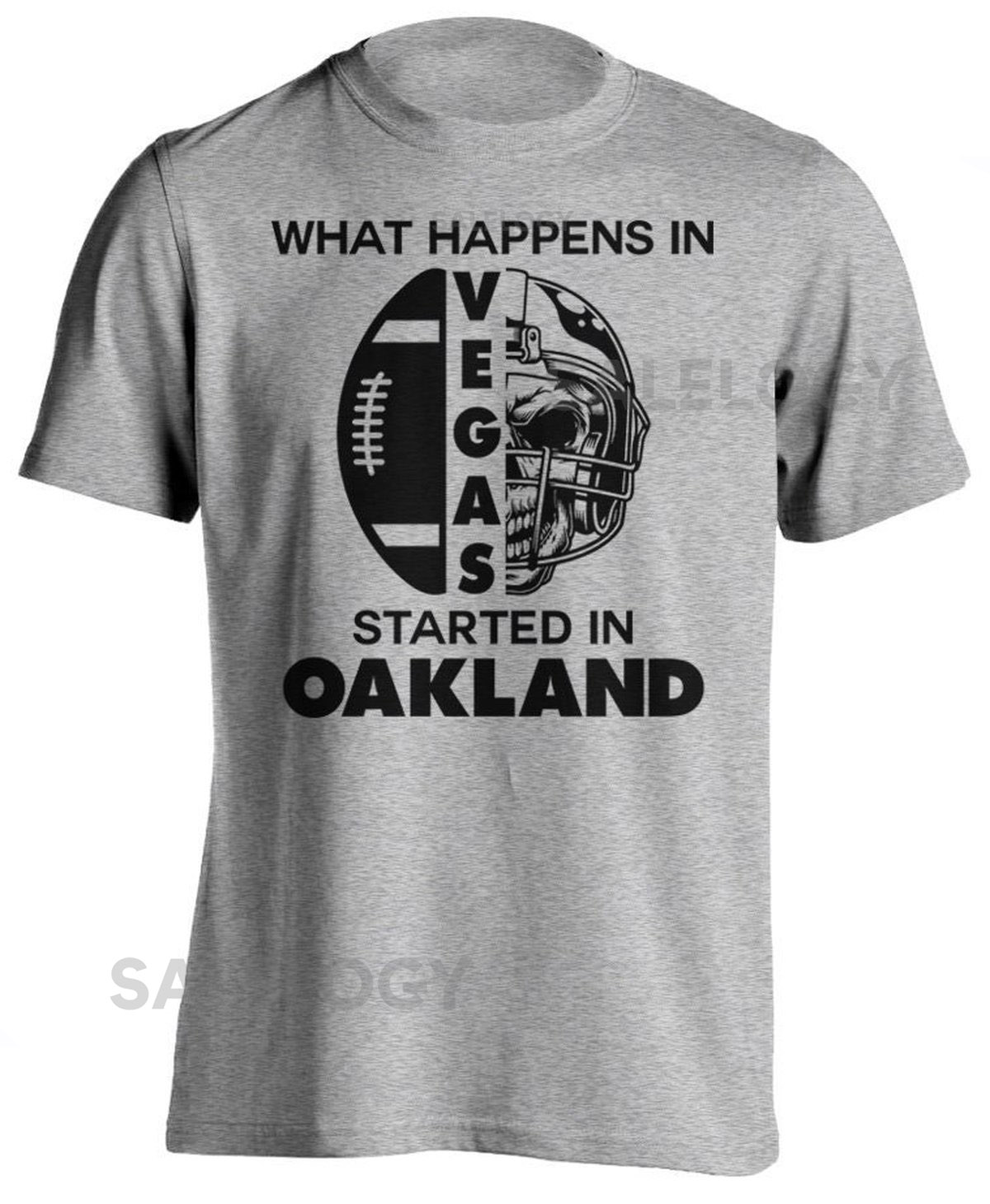 What Happens in Vegas Started in Oakland Skull Short-Sleeve Unisex T-Shirt New Football Fan Shirt Gift_848
