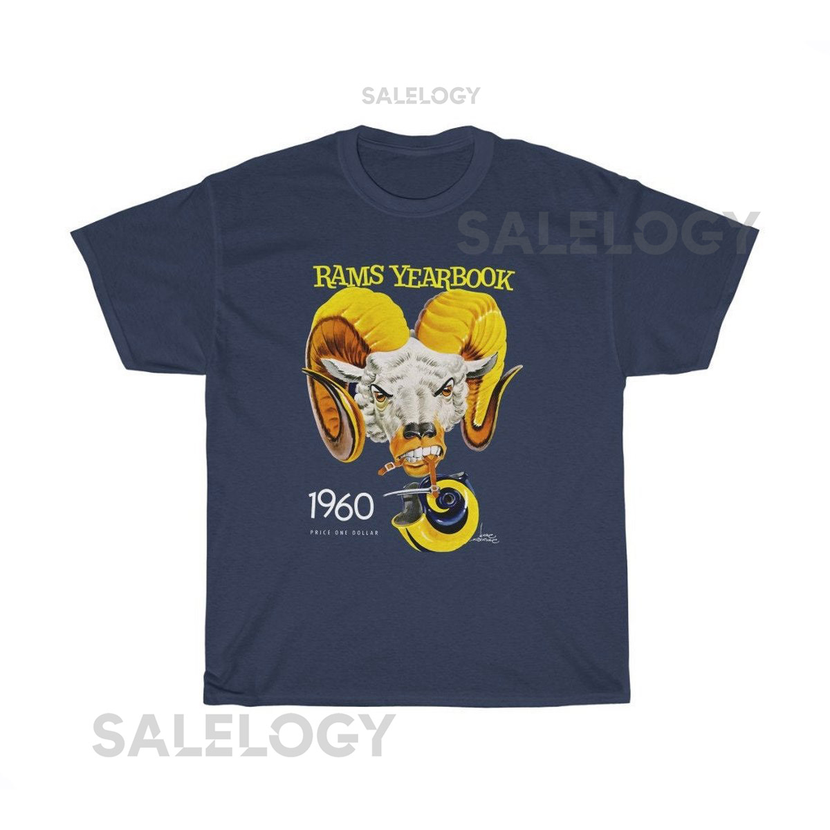 1960 Vintage Los Angeles Rams Football Yearbook Cover - Heavy Cotton Tee_3