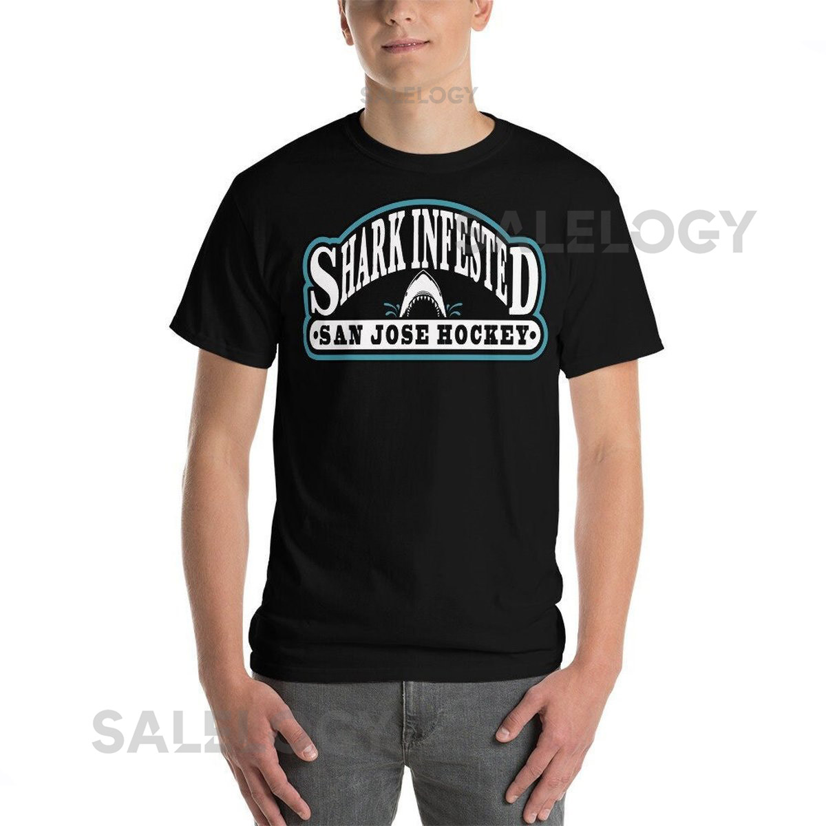 Shark Infested San Jose Hockey Design Short Sleeve T-Shirt_442