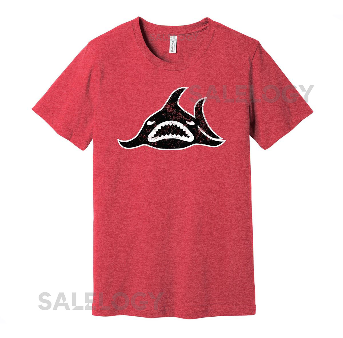 Los Angeles Sharks Throwback Tee - Retro Distressed Logo Defunct Hockey Team S M L XL XXL 3XL Red Black White Grey Color Choices_182