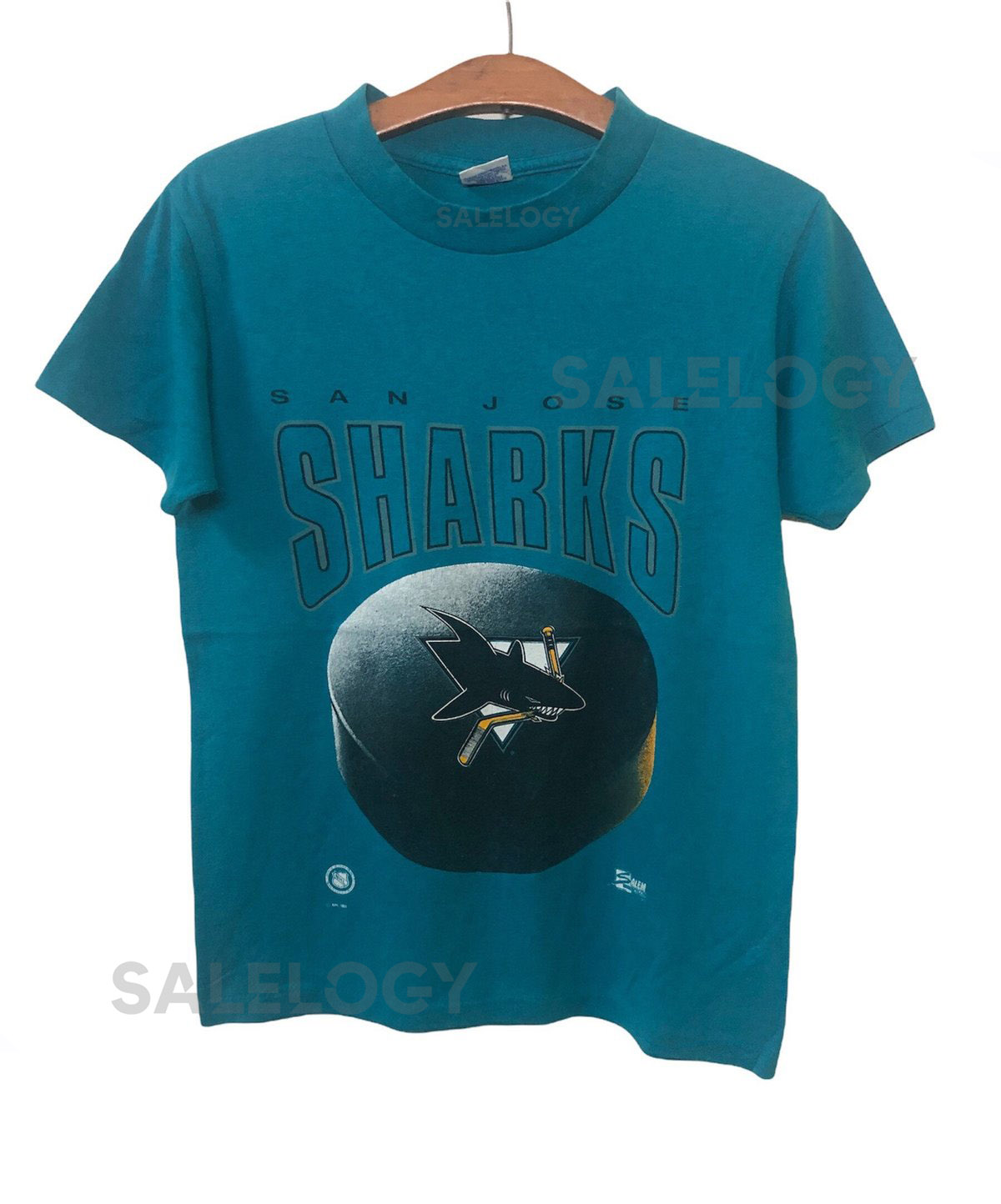 Vintage 90s San Jose Sharks NHL Hockey T Shirt Medium Size_604