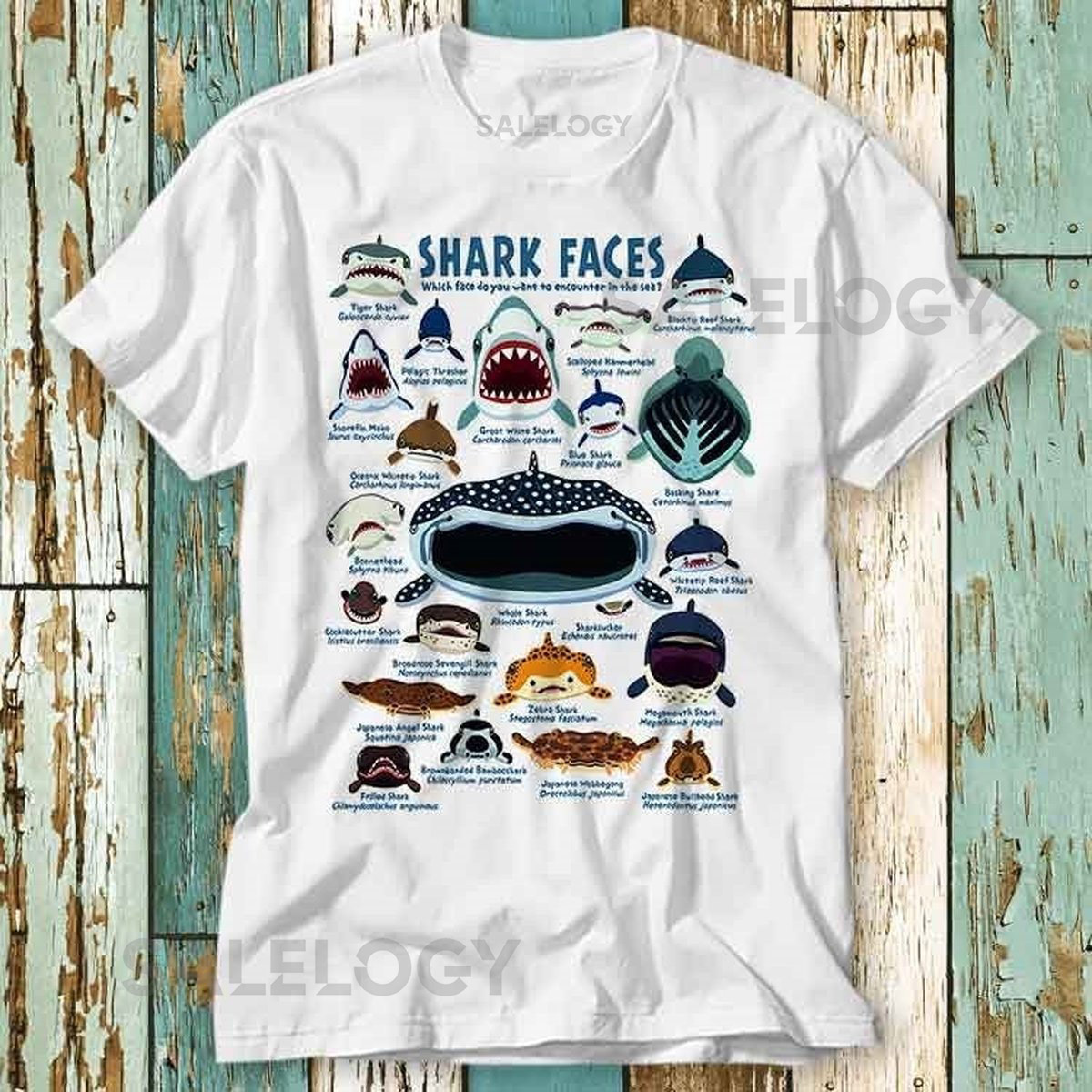 Shark Faces Marine Sea Life T Shirt Top Design Unisex Ladies Mens Tee Retro Fashion Limited Edition Vintage Shirt S707_441