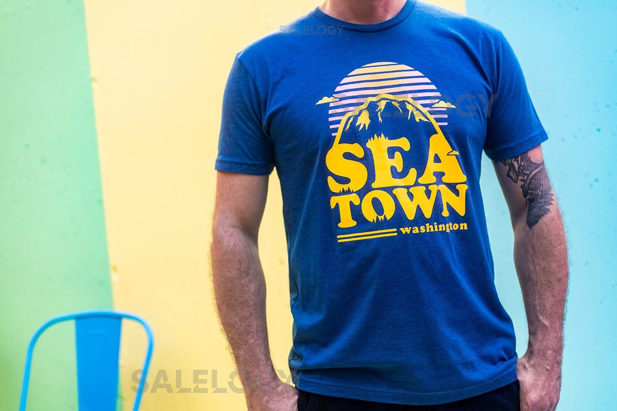 SeaTown Sunset tshirt Seattle shirt Emerald City Sea Town Northwest graphic Tee_282