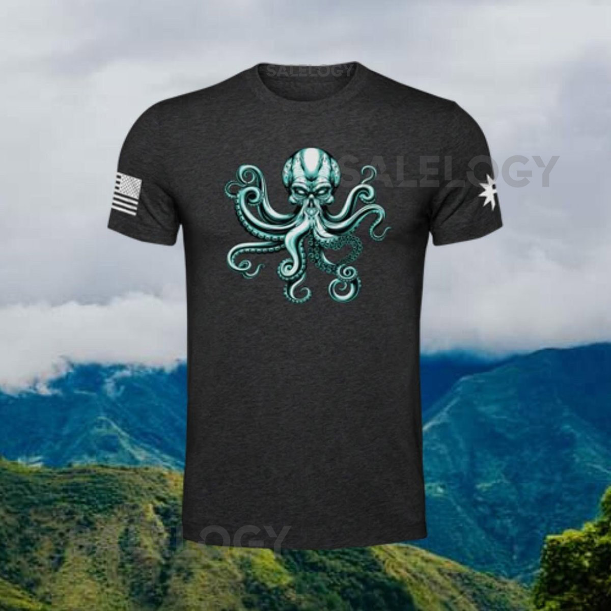 Octopus Kraken Poly Blend Unisex T Shirt Gift for All Athletic Fit No Shrink Soft Tshirt Silky Smooth Graphic Design tee for Men and Women_209