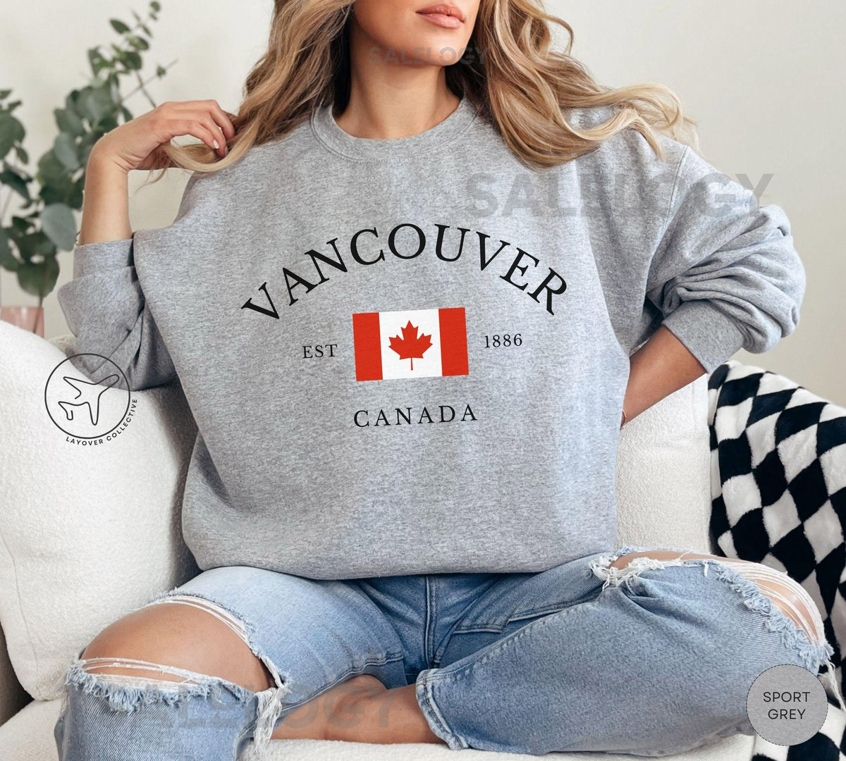 Vancouver Canada Sweatshirt Canadian Flag Crewneck Minimalist Vancouver Pullover Canada Travel Gift Unisex Sweater_488