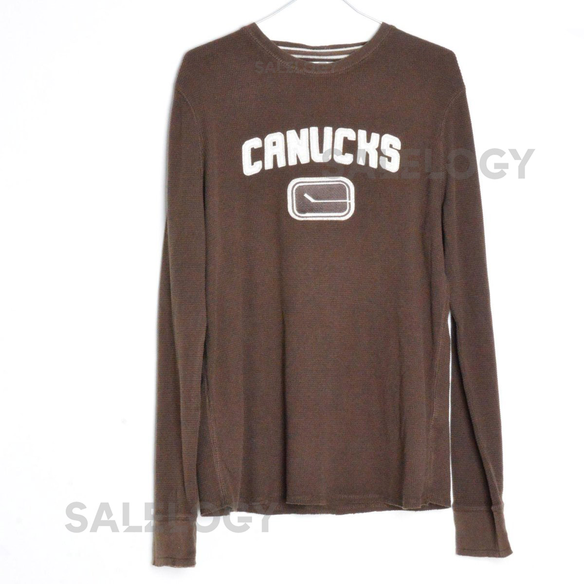 Y2K Brown NHL Hockey Vancouver Canucks Long Sleeve Mens Shirt Size L_681