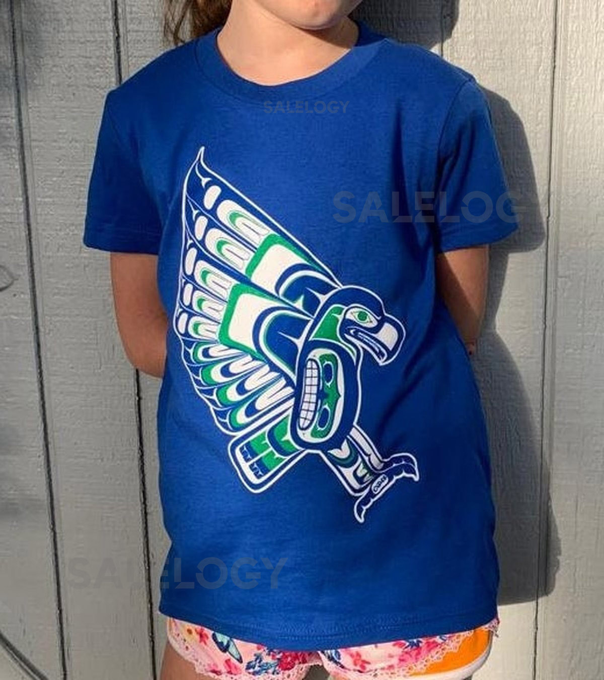Kids Coast Salish Native Seattle Seahawk T-Shirt_159