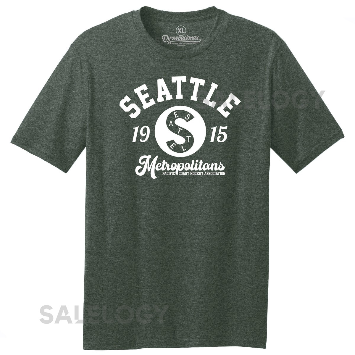 Seattle Metropolitans 1915 Hockey Tri-Blend Tee Green Heather_364