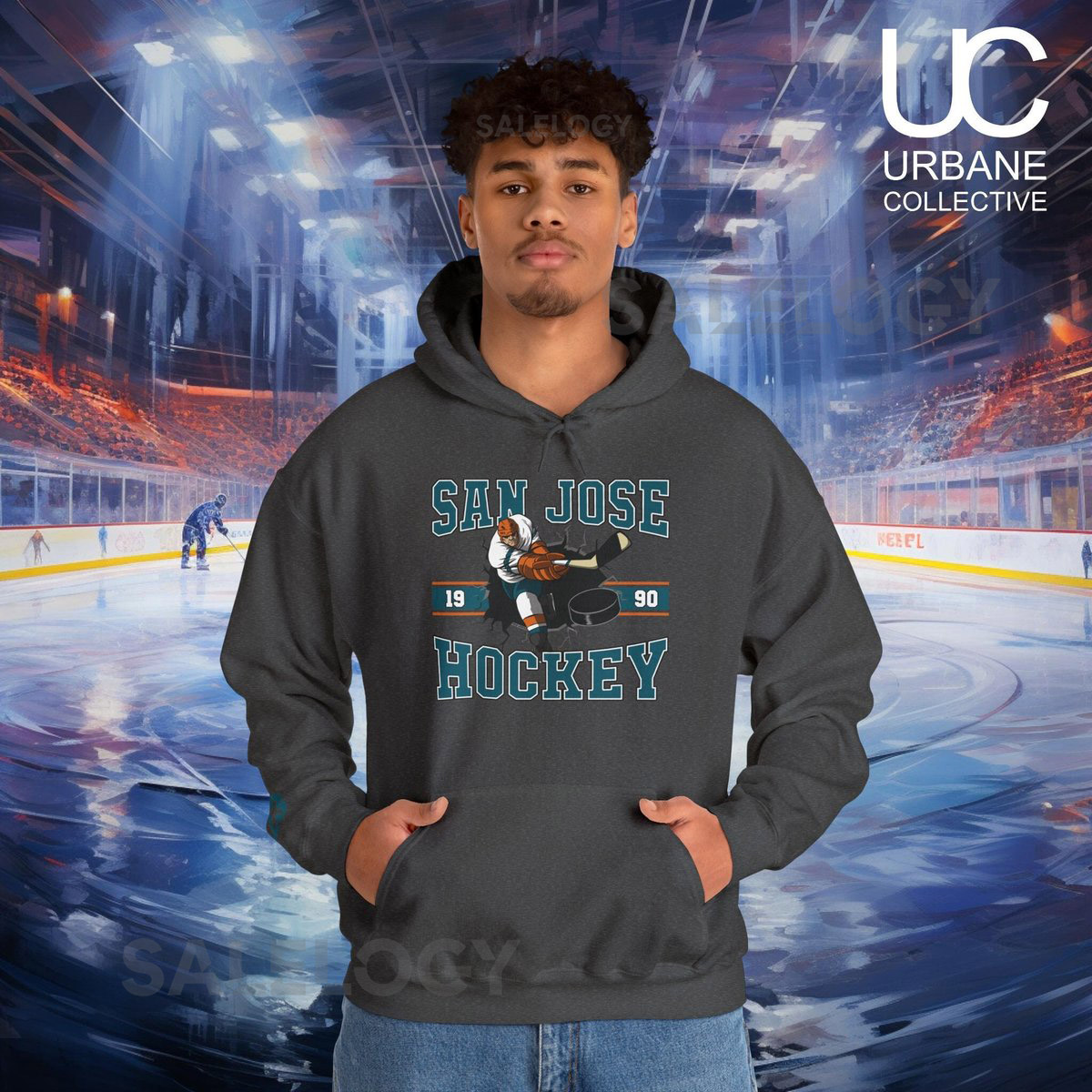 San Jose Hockey Hoodie Sweatshirt Custom Number NHL Fan Sweatshirt Vintage San Jose Sharks Sweater NHL Hockey Shirt Retro Hockey Hoodie_249