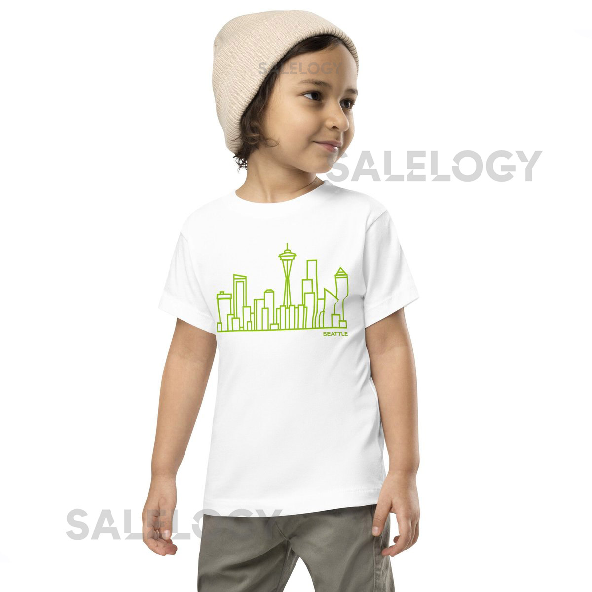 Seattle Skyline Graphic Toddler Short Sleeve Cotton Tee Shirt_399