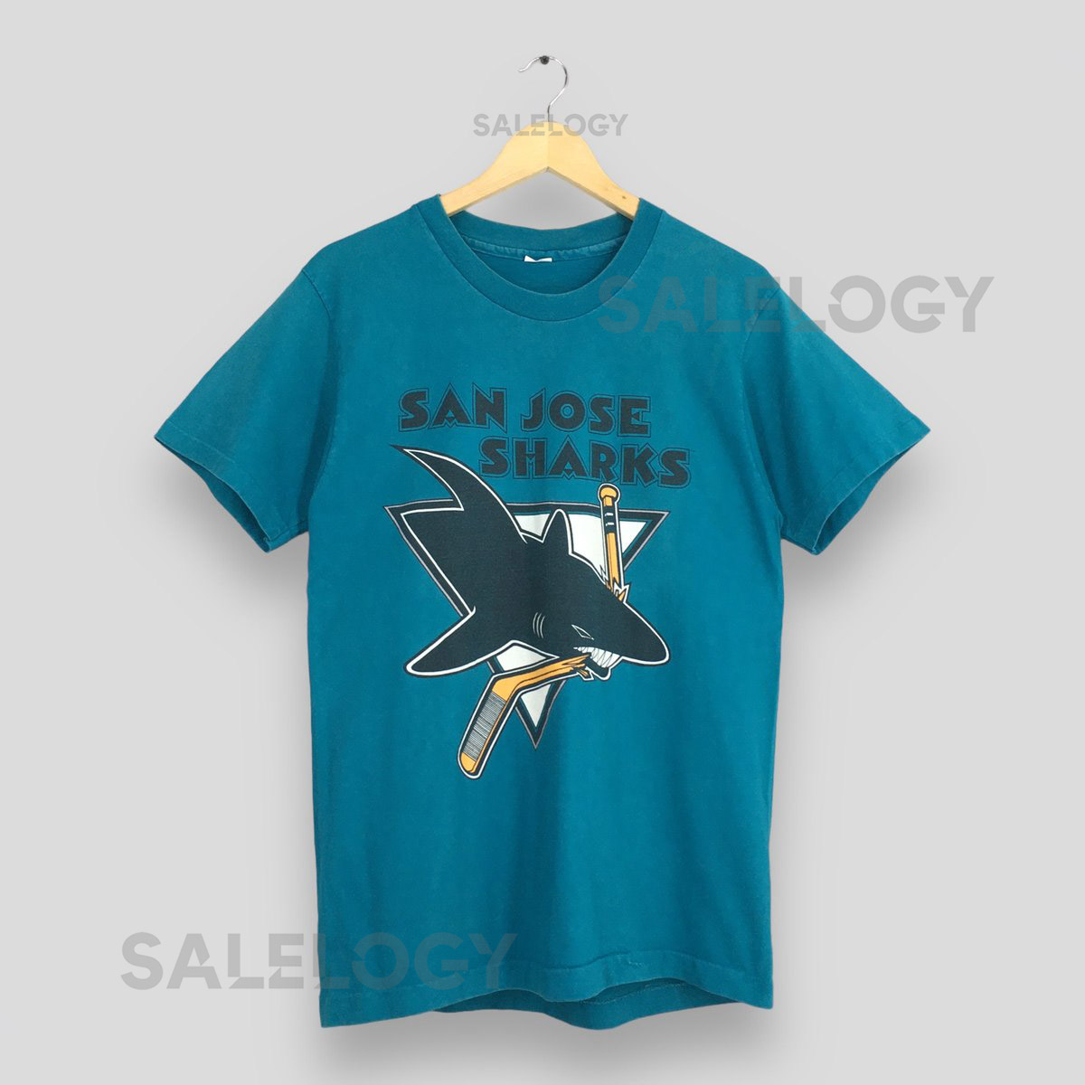 Vintage 90's San Jose Sharks Hockey NHL T shirt Medium Trench Nhl Ice Hockey Team Jersey Sj Sharkie Sportswear San Jose Sharks Tee Size M_594