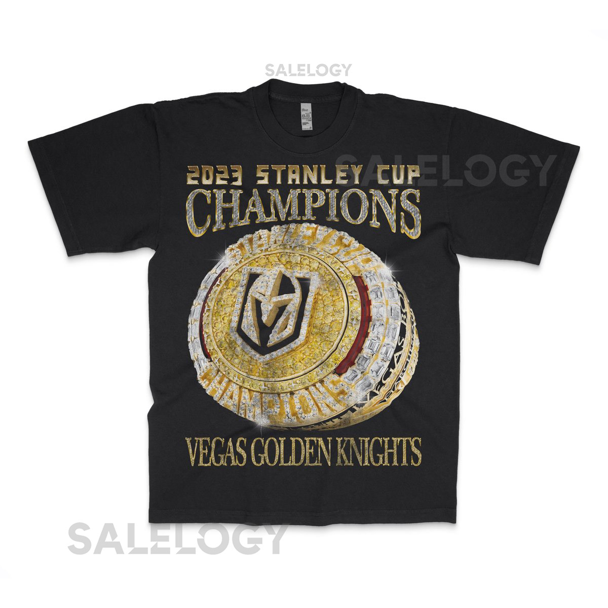 VGK Vegas Golden Knights Stanley Cup Champions Vintage Look Oversized Boxy Hip Hop T Shirt Bootleg Washed Ring_584