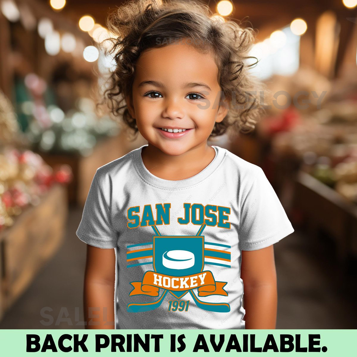 San Jose hockey vintage shark kid shirt San Jose custom shirt kid's hockey shirt hockey jersey_257