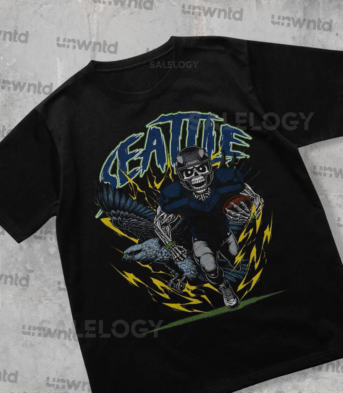 Seattle Football Shirt - Graphic Tees - Skeleton Shirt - Merch Tee - Gift Shirt - Bootleg Shirt - Skeleton Football Shirt - Seahawks_303
