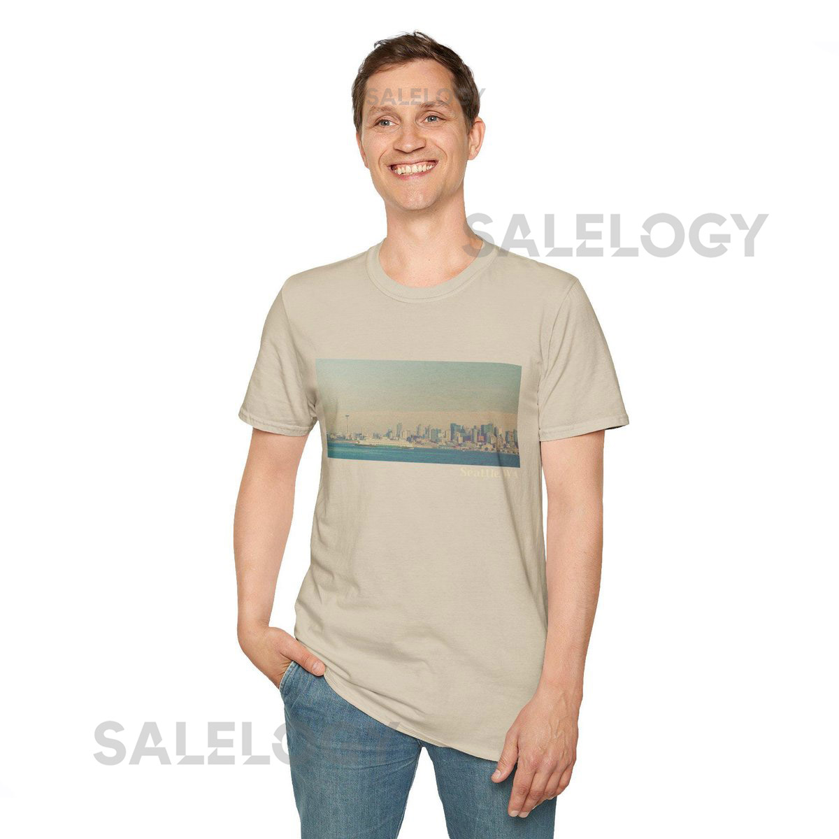 Seattle Washington Vintage T-Shirt Alki Beach City View Graphic Tee Retro Unisex Shirt Softstyle Tee for Men and Women Casual Seattle_434