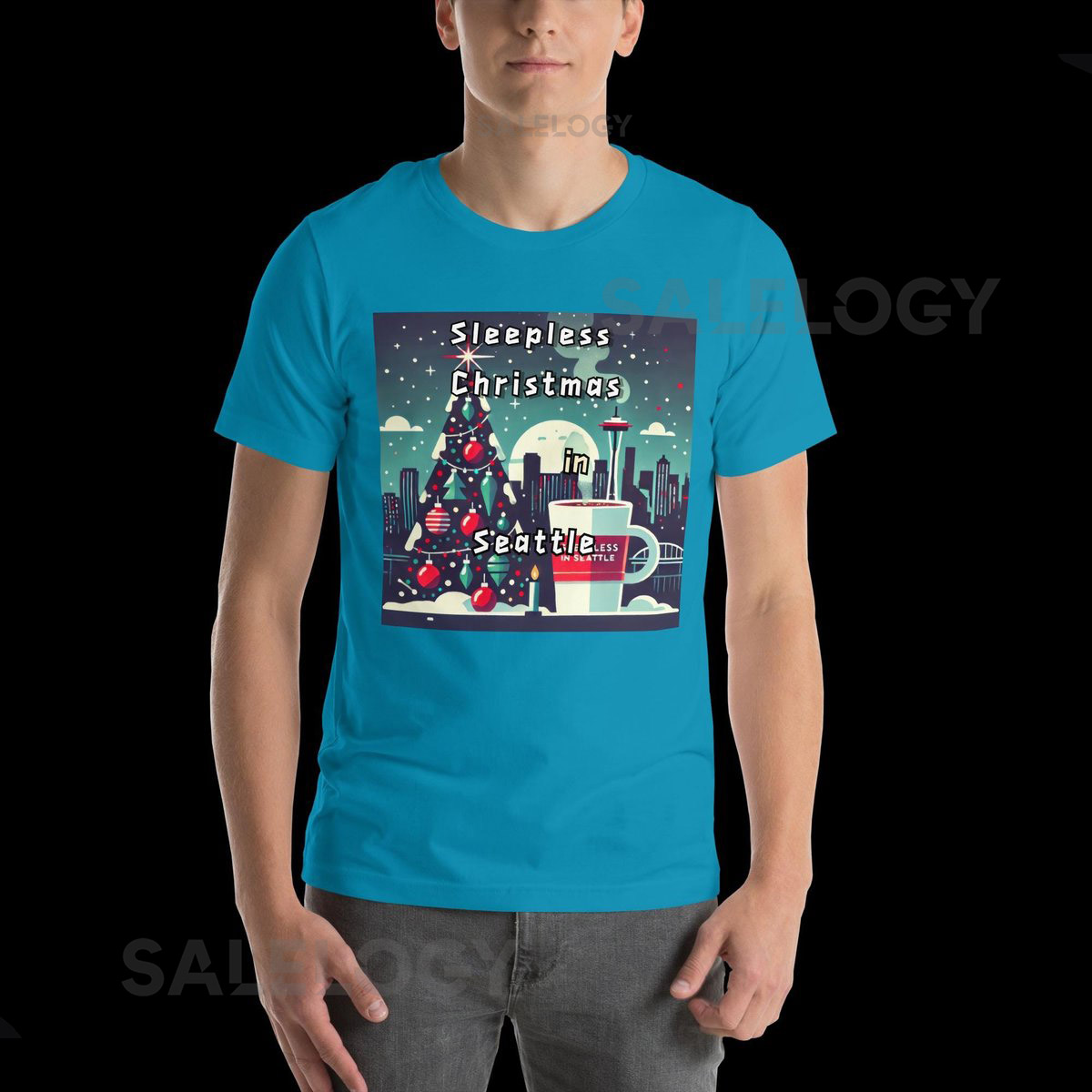 Sleepless Christmas in Seattle - Unisex t-shirt Funny Holiday T Shirt Eco-Friendly Gift Pacific Northwest Christmas Vibes_454