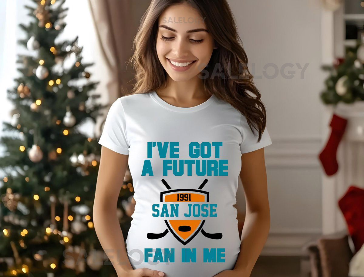 Future San Jose Fan Maternity shirt shirt shark Custom Pregnancy Announcement Game Day Baby Reveal Maternity Tops Game Day_103