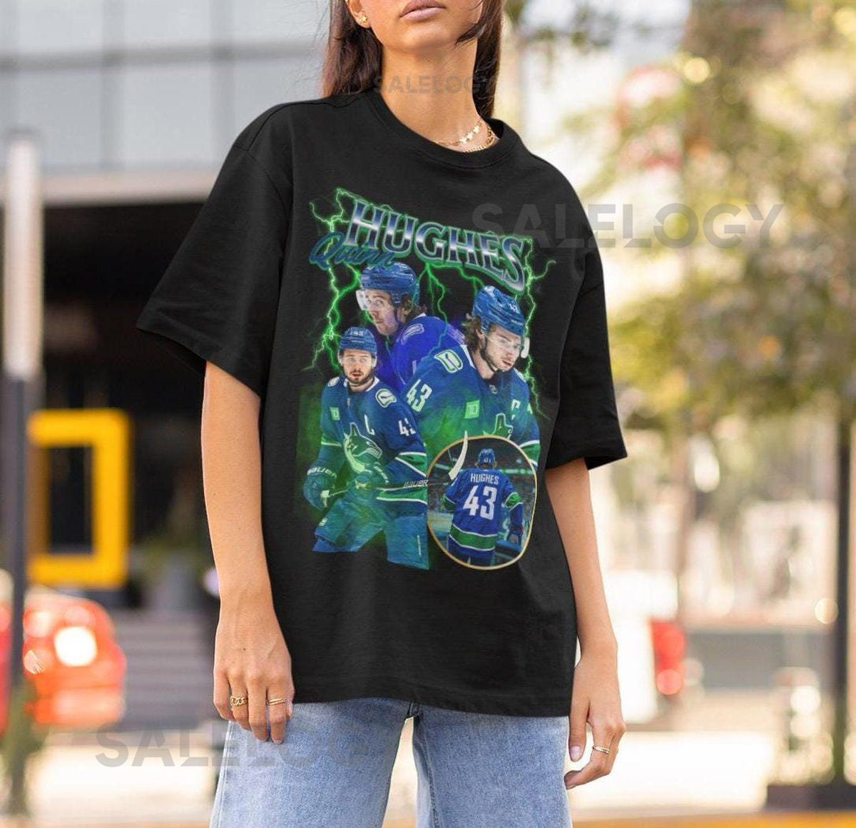 Quinn Hughes Shirt Vintage 90s Vancouver Canucks NHL Hockey Design Retro Bootleg Gift Classic Graphic Tee Unisex T-Shirt Limited Edition_219