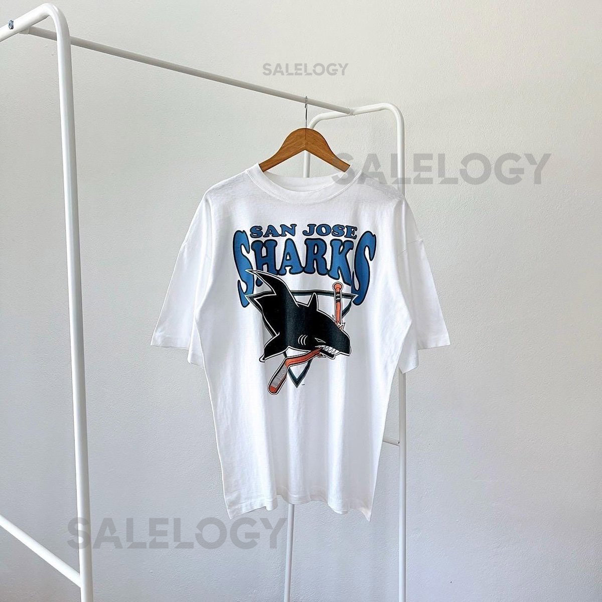90s San Jose Sharks NHL hockey white t-shirt L_9