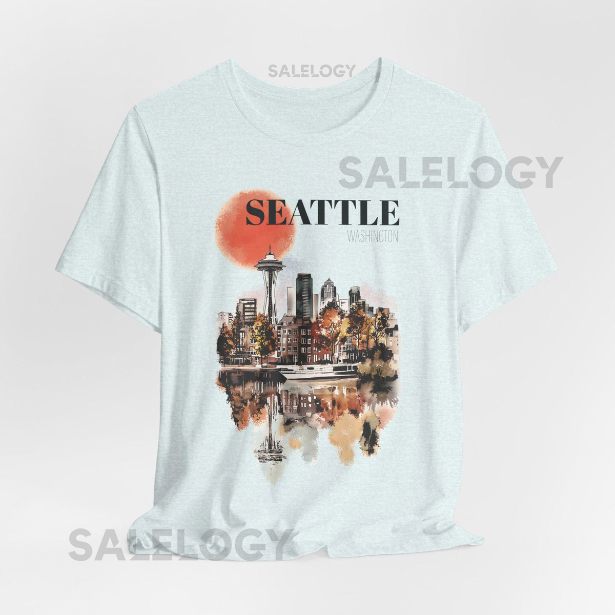 Seattle Illustration T-Shirt Vintage Cityscape Souvenir Tee_329
