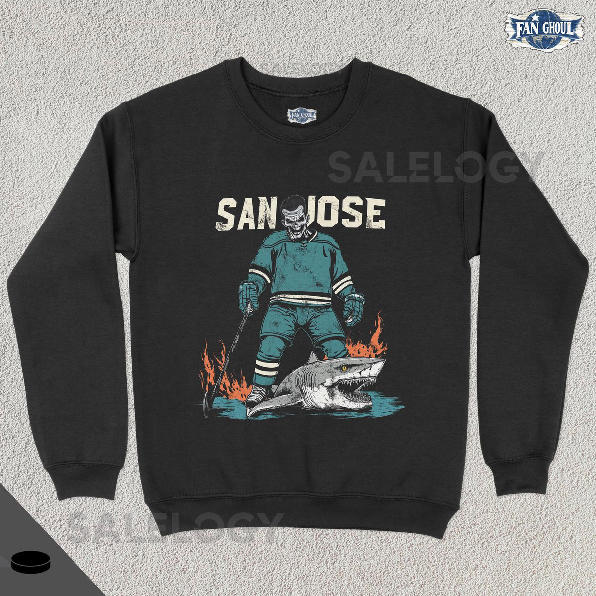 San Jose Hockey Crewneck Shark Ice Hockey Sweatshirt Sports Clothing Hockey Fan Gift Hockey Lover Vintage San Jose California_246