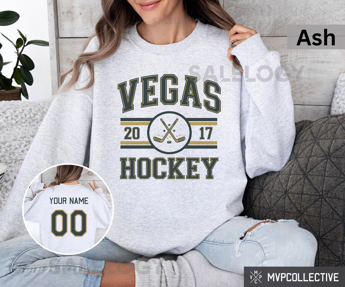 Retro Vegas Hockey Sweatshirt - Vintage Vegas Hockey Crewneck - Trendy Vegas Shirt - Customized Hockey Sweatshirt_240