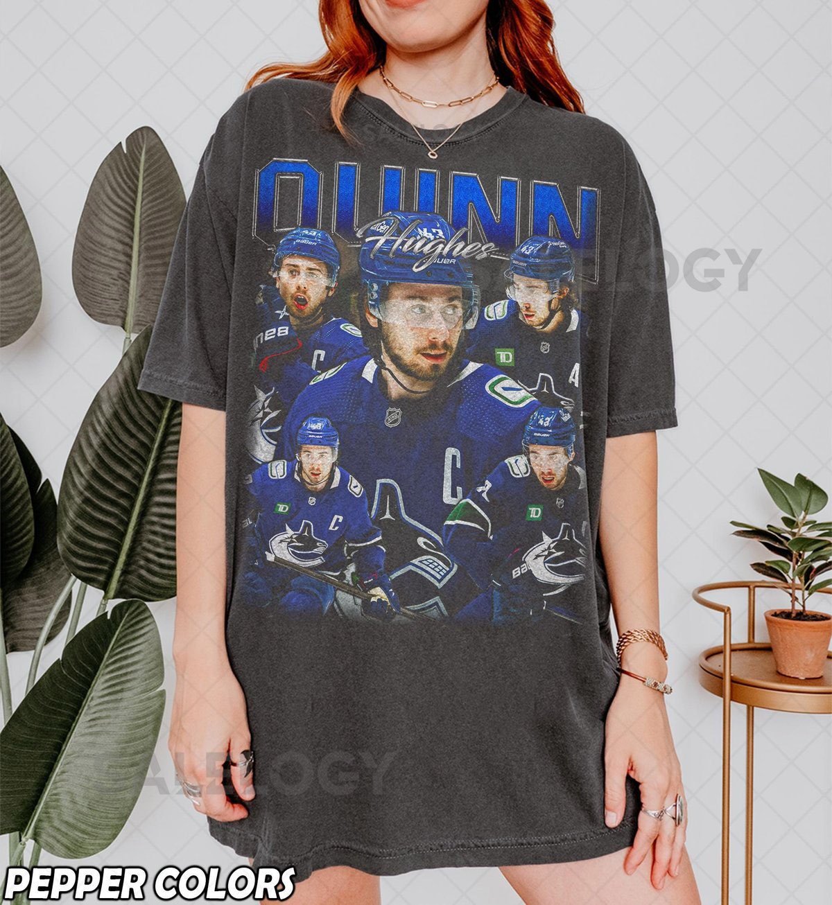 Vintage Quinn Hughes Shirt Ice Hockey Quinn Hughes Comfort Colors Shirt Tee Graphic T-Shirt Gift For Women and Man Unisex T-Shirt_622