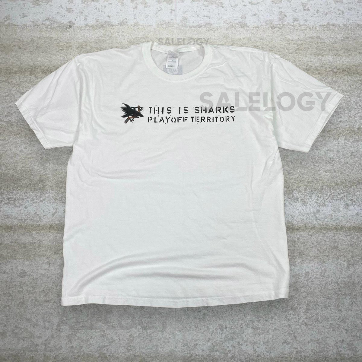 Vintage San Jose Sharks Shirt White Short Sleeve Cotton Playoff Territory HP Y2K_633