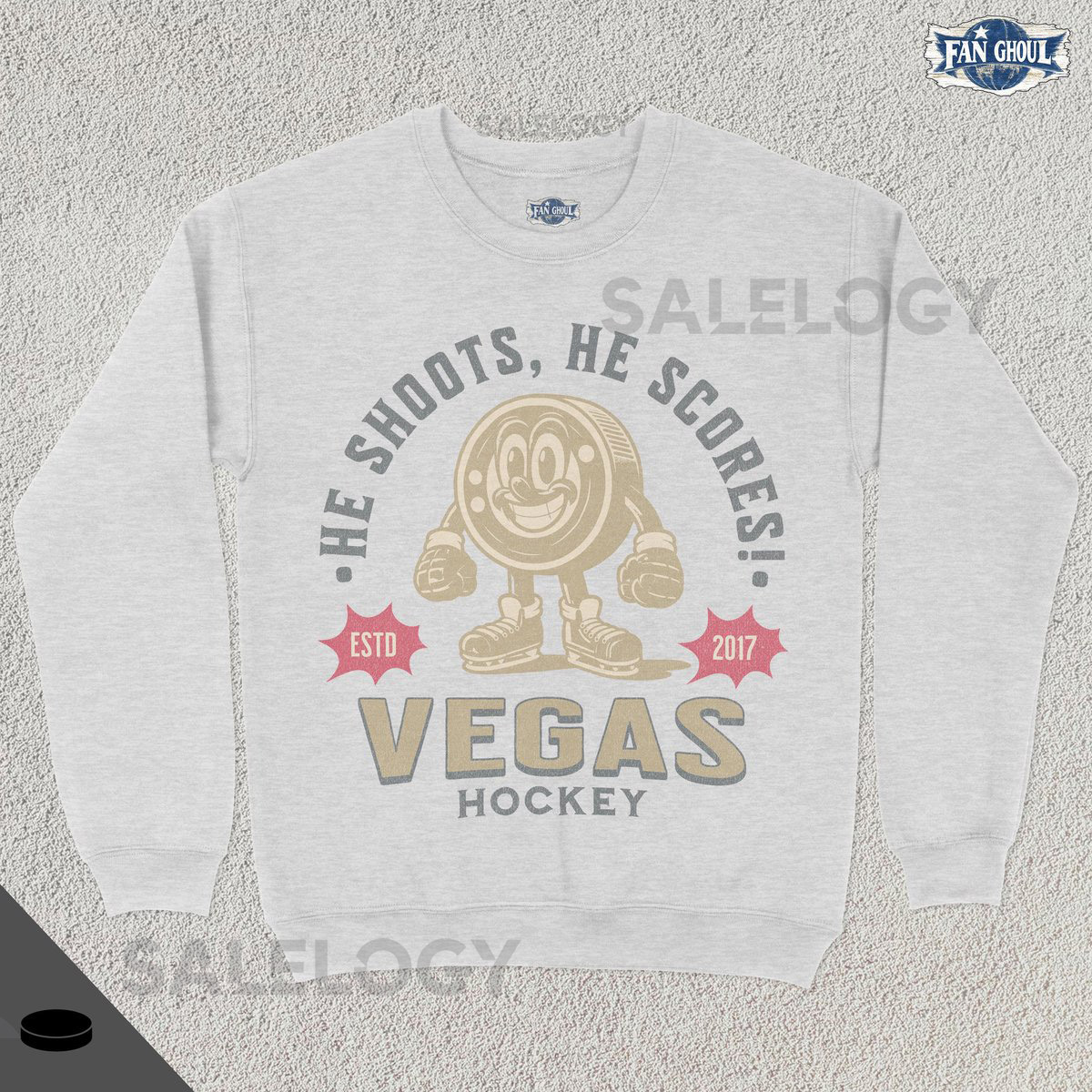 Retro Vegas Hockey Sweatshirt Vintage 70s Mascot Crewneck Sports Sweater Hockey Fan Gift Hockey Lover Apparel 80s Golden Knight Merch_241