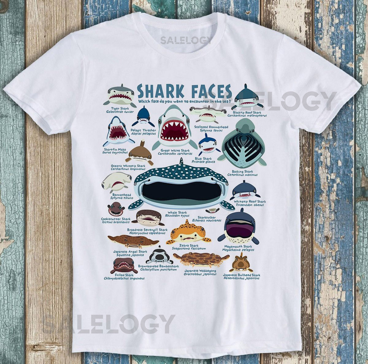 Shark Faces Marine Sea Life Sand Beach Summer Best Seller Funny Movie Music Meme Top Gift Tee T Shirt T860_440
