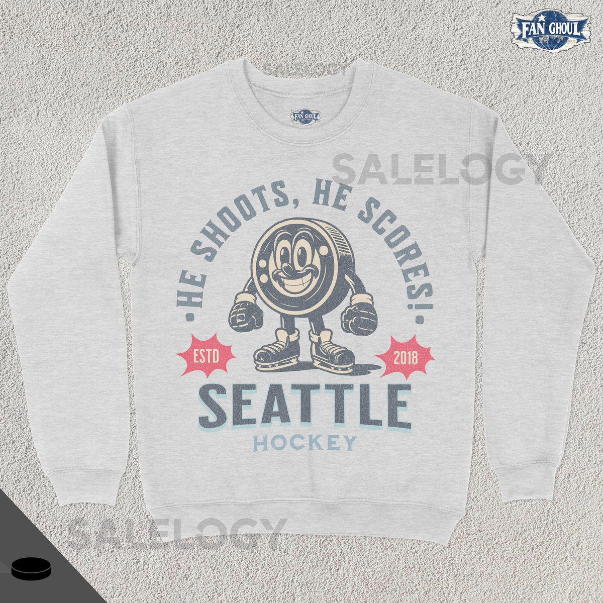 Retro Seattle Hockey Sweatshirt Vintage 70s Mascot Crewneck Sports Sweater Hockey Fan Gift Hockey Lover Apparel 80s Kraken Merch_233