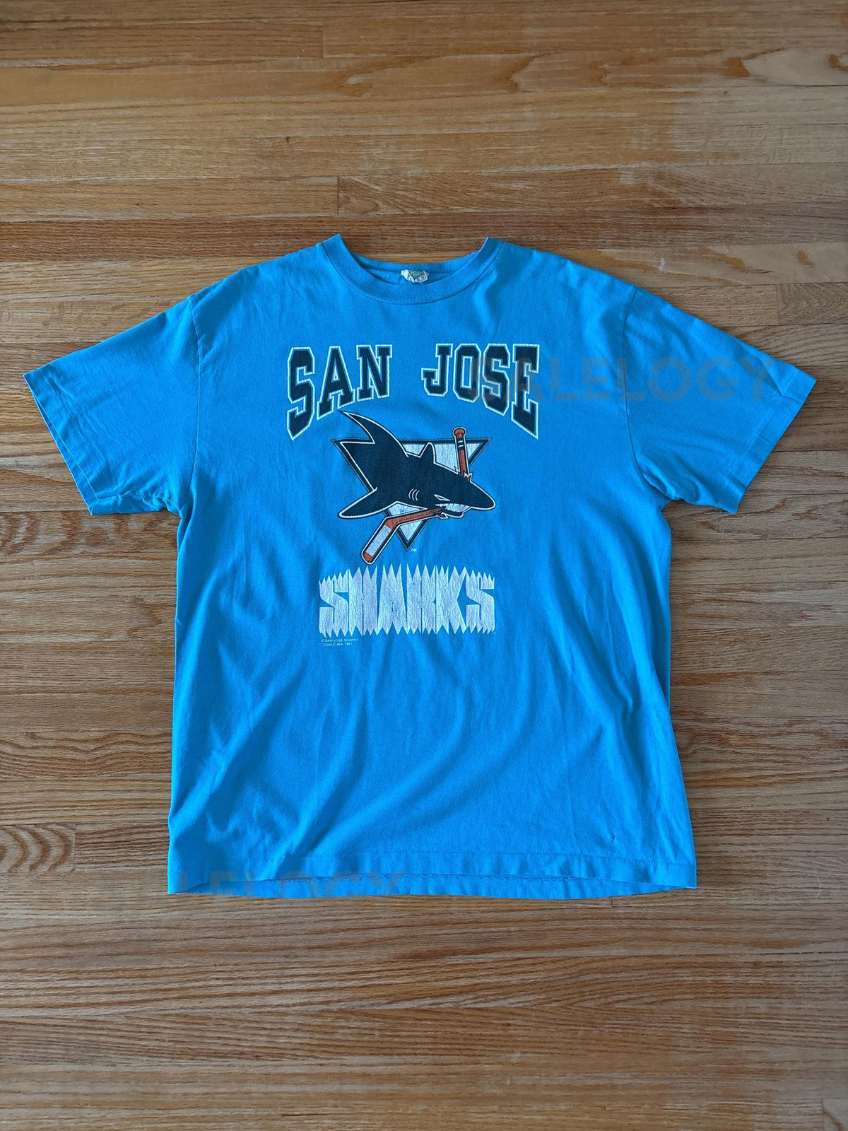 Vintage 90s San Jose Sharks California NHL Hockey T-shirt Made in Canada Size Large_601