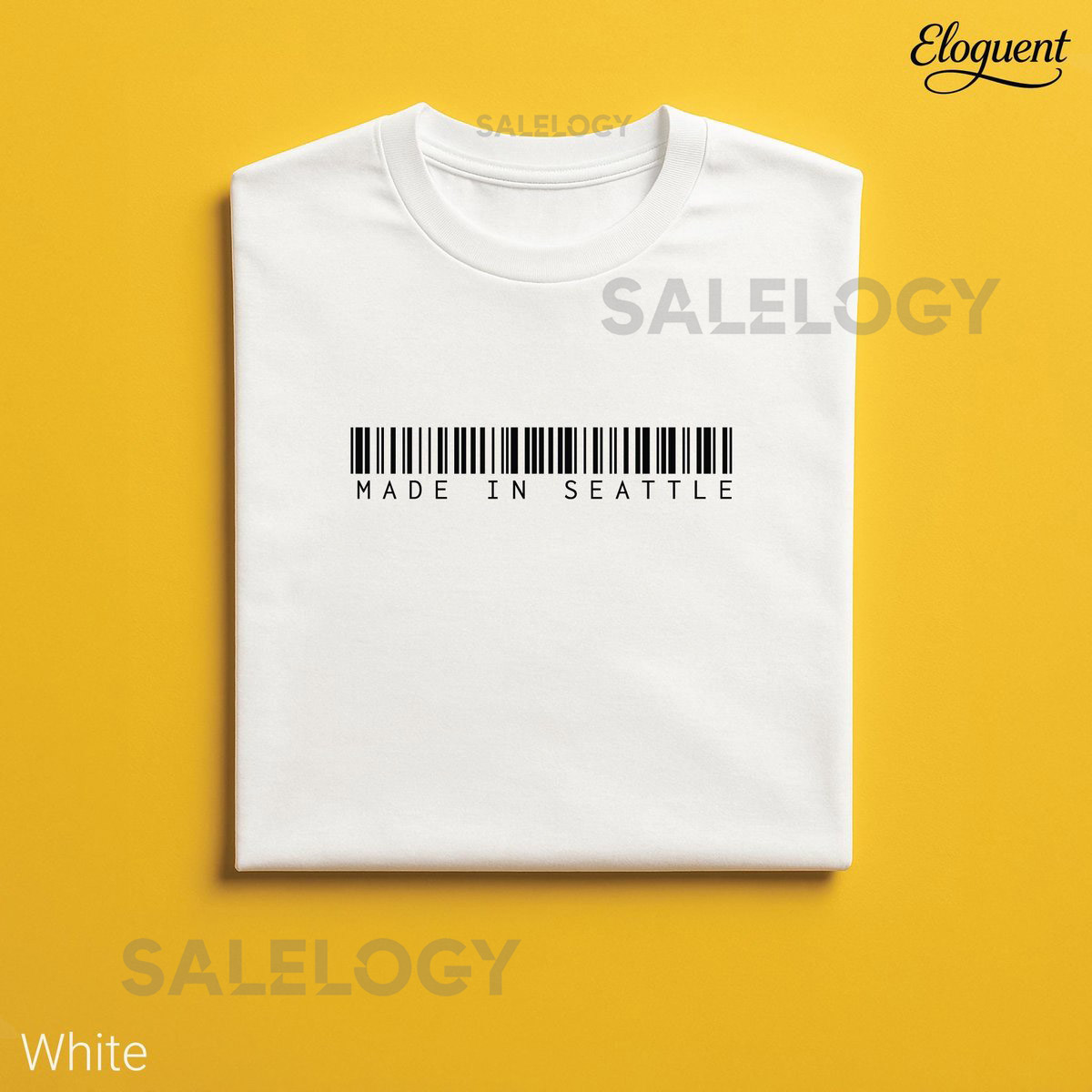 Made in Seattle T-Shirt Barcode Graphic PNW Pride Tee White Natural S-3XL_187