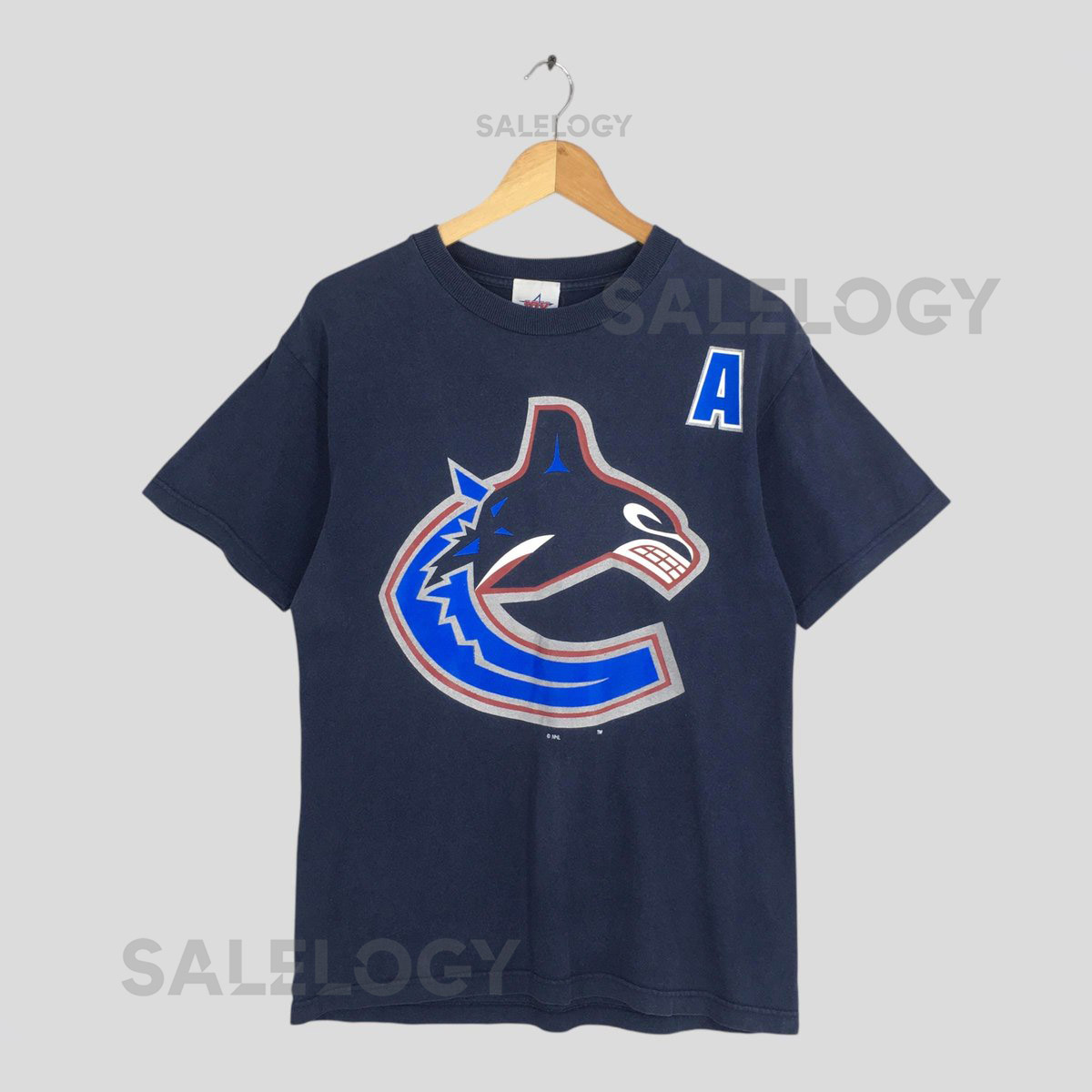 Vintage Vancouver Canucks NHL Blue T shirt Medium Vancouver Canucks Printed Logo Shirt Vancouver Canucks Pavel Bure 96 Ice Hockey Tee Size M_652