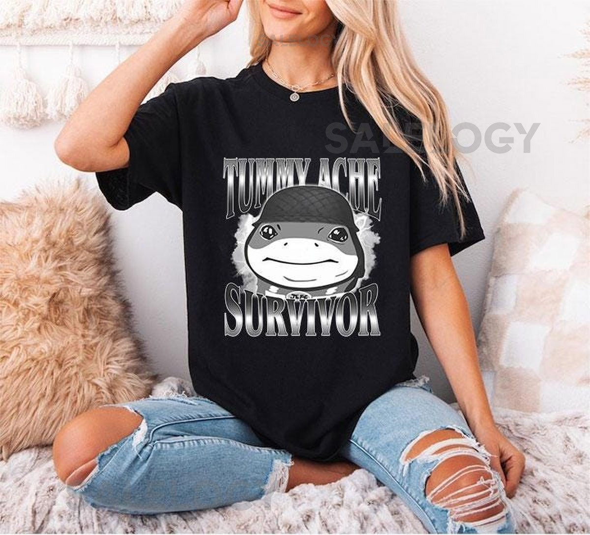 Tummy Ache Survivor Jeff the Land Shark Helmet Meme T Shirt_478