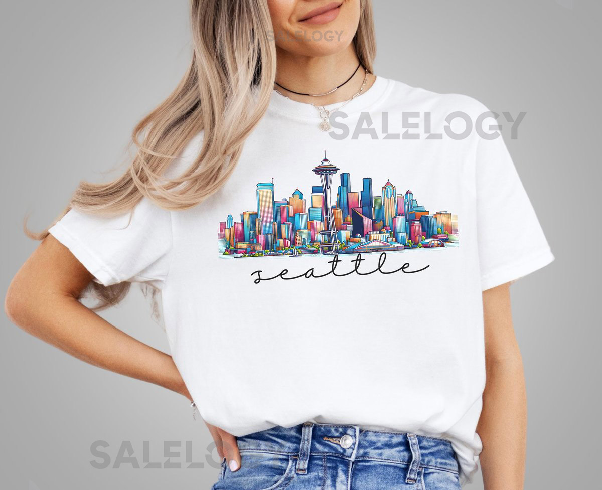 Seattle Skyline T-shirt Premium Comfort Colors Crewneck Tee Seattle Washington Souvenir Shirt American City Skyline Gift for Seattle Lovers_403