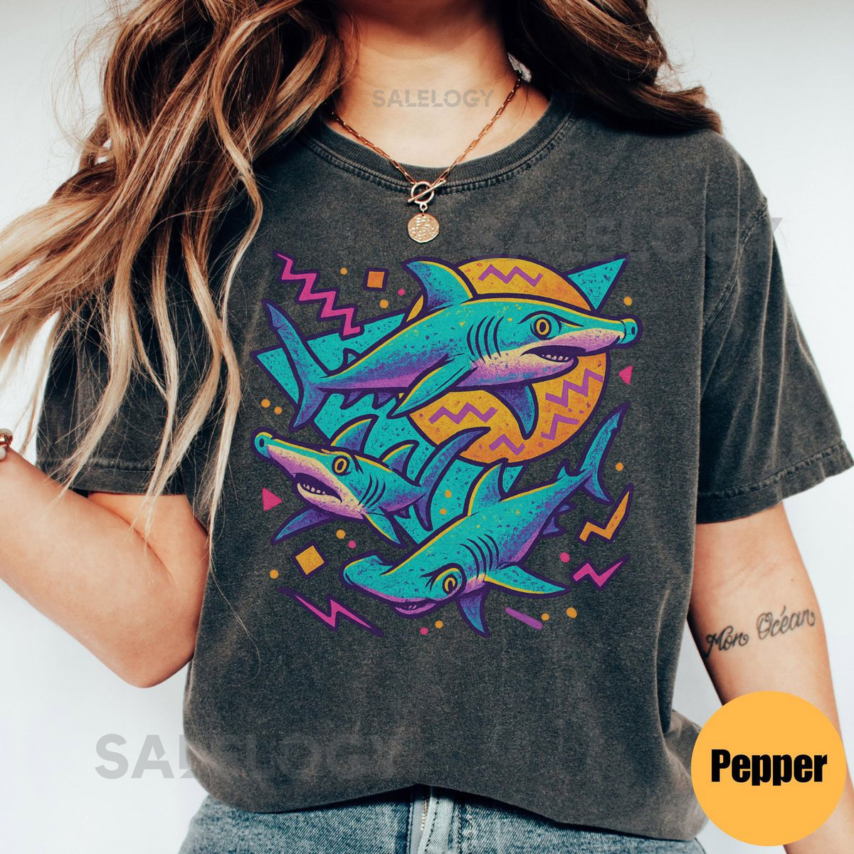 Retro Shark Vintage Graphic Comfort Colors Tee 90s Ocean Lover Shirt Funny Sea Creature T-shirt Marine Biology Gift Oversized Shark Top_236