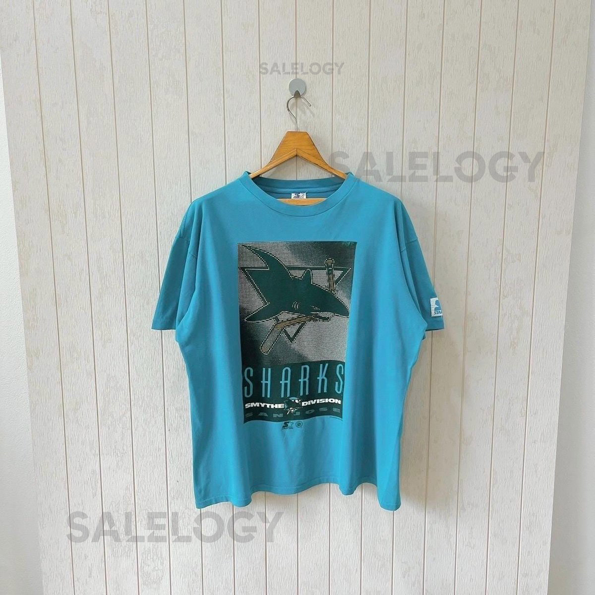 Vintage 90s San Jose Sharks T-Shirt Starter NHL Tee Size L_611
